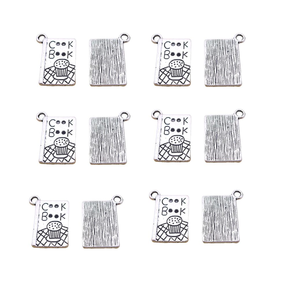 7608 40PC Antique Silver Alloy Cookbook Charm Pendants for DIY Necklace